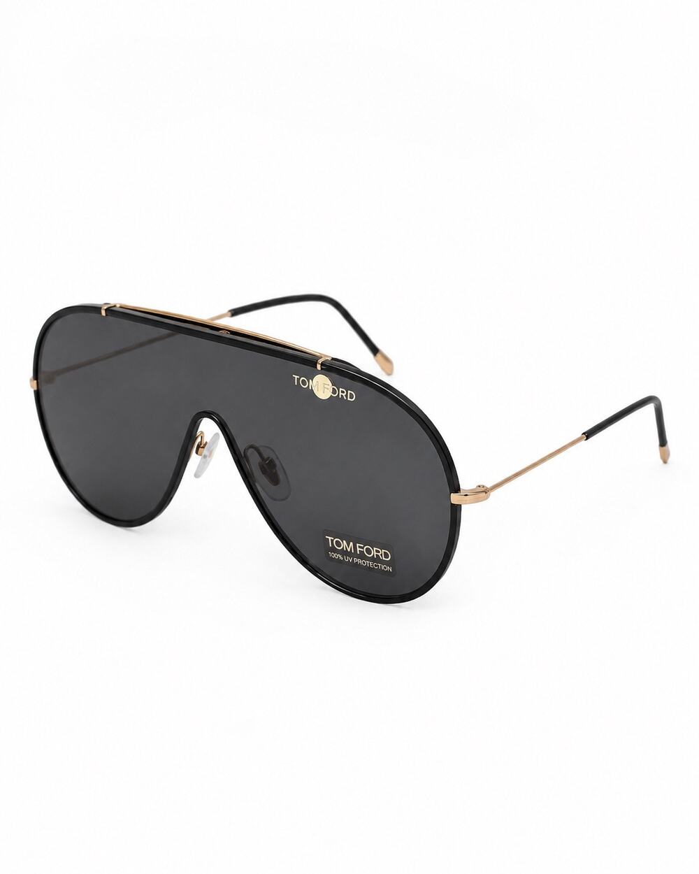 New Tom Ford Mack FT0671 01A 137 Black Gold Shield Sunglasses Unisex